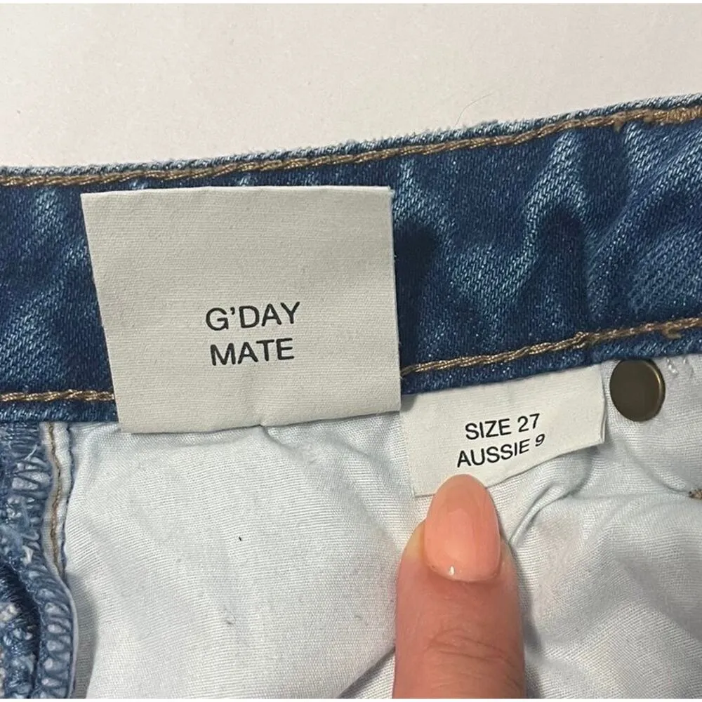 Rolla’s High Rise Slim Dusters Distressed Denim Shorts Women's Size 27 Blue - Image 8