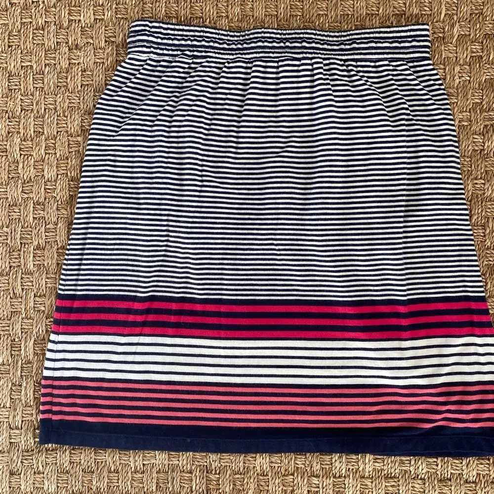 MAX STUDIO jersey Skirt Women's Small Blue Pink Striped Casual Pull On Pockets - Image 7