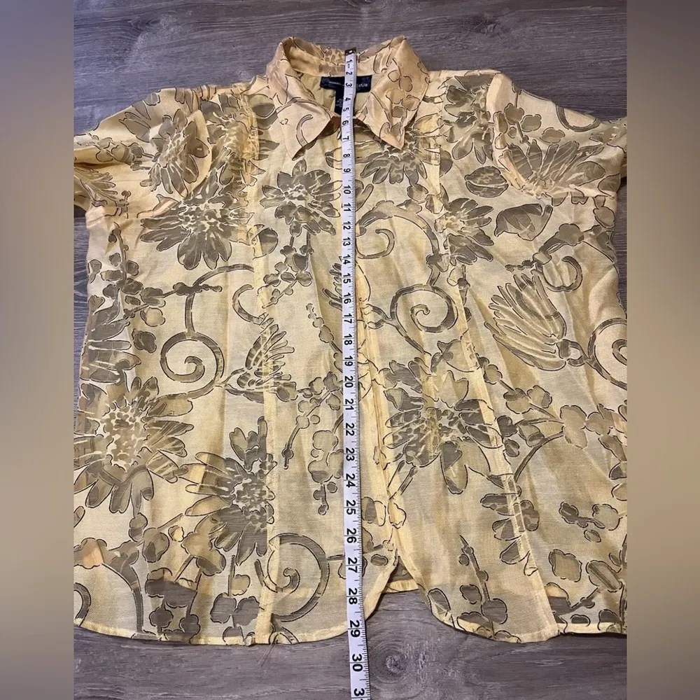 Susan Graver Yellow Linen Blend Full Zip Lightweight Collared Jacket Women’s 1X - Image 4