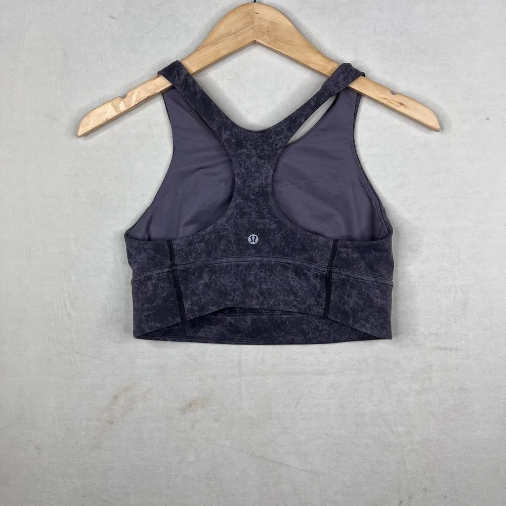 LULULEMON Women’s Wunder Train Longline Bra Dusky Lavender Black Print size 10 - Image 2