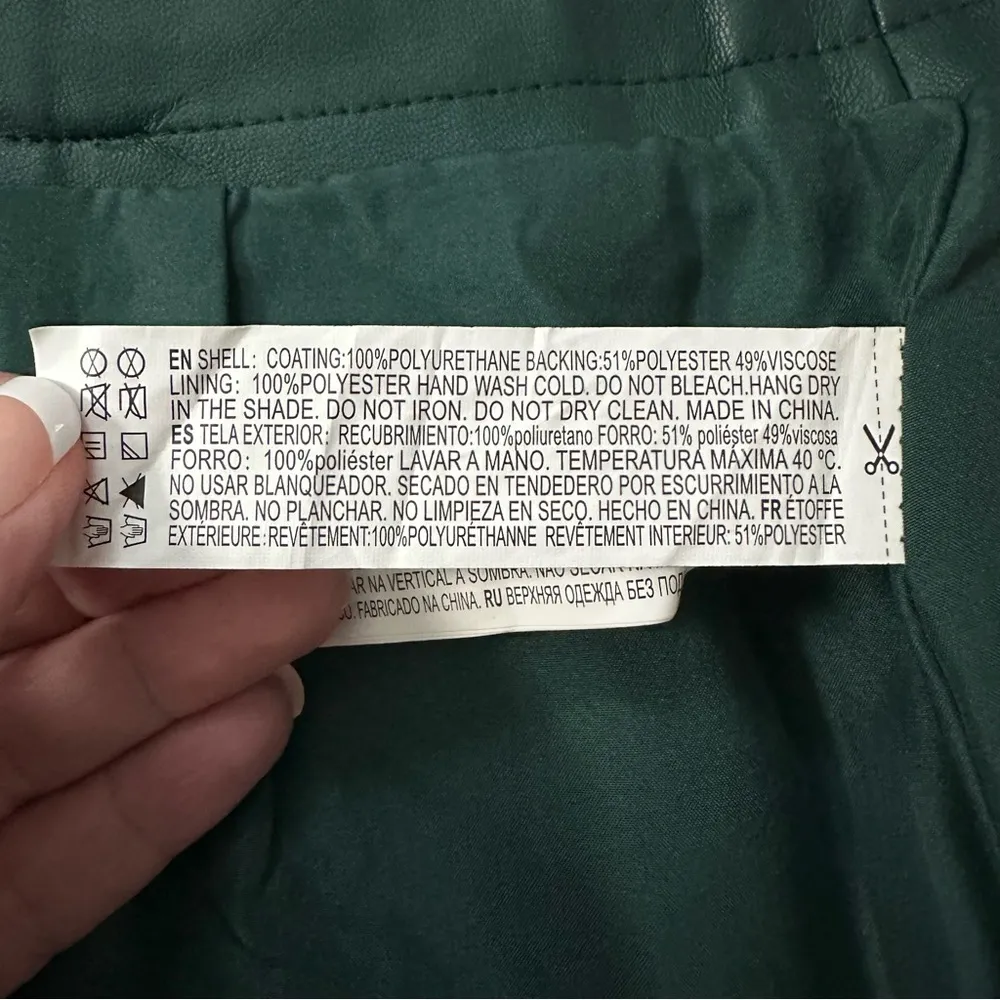 Forever 21 Faux Leather Wrap Belted Mini Skirt Green Size Medium - Image 9