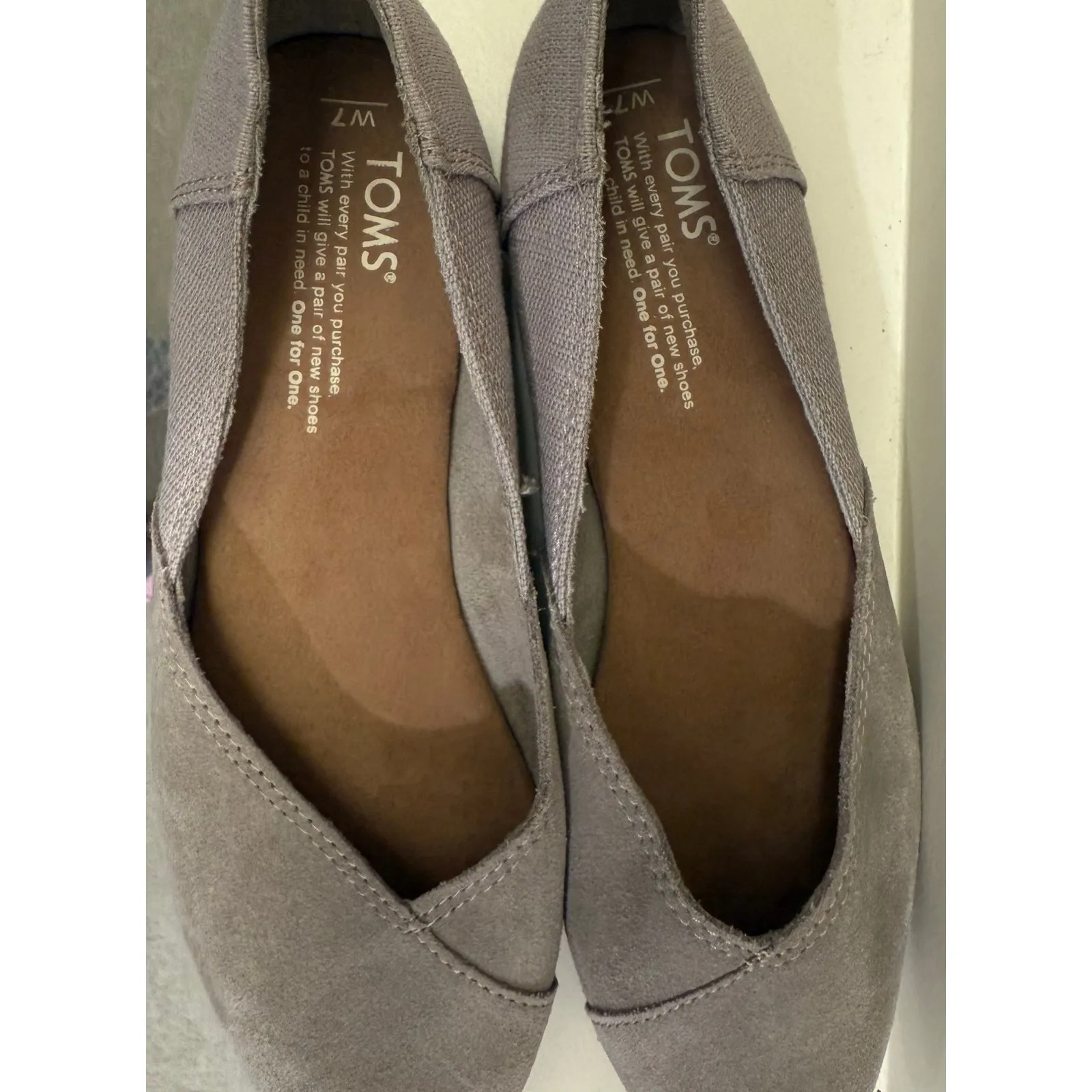 TOMS Women's Gray Jutti Suede/Canvas Ballet Flats Almond Toe Padded Insole 7 - Image 9