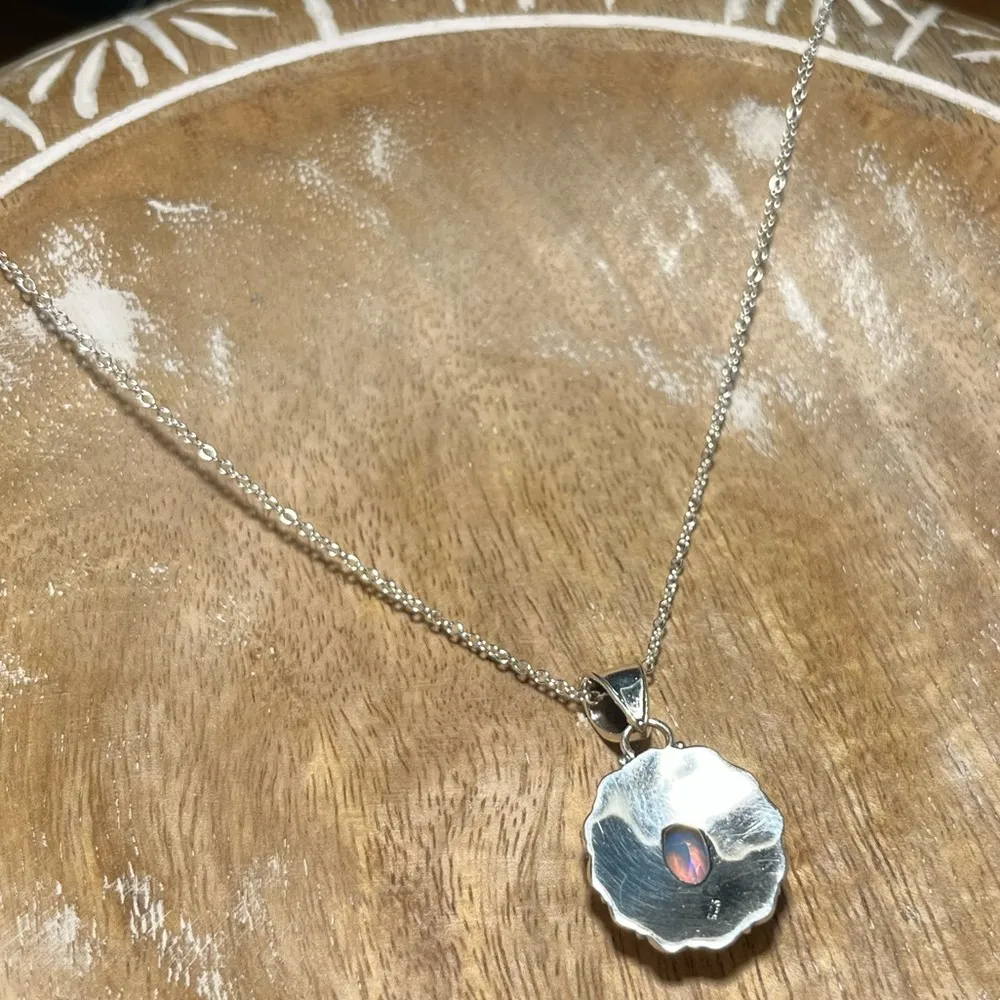 Faceted Ethiopian Opal Filigree Pendant 925 Sterling Silver Necklace - Image 10
