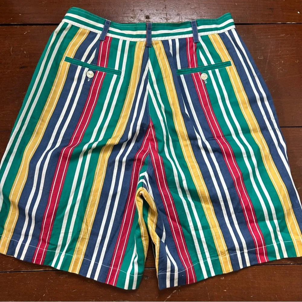 British Khaki Multicolor Striped Shorts - Image 7