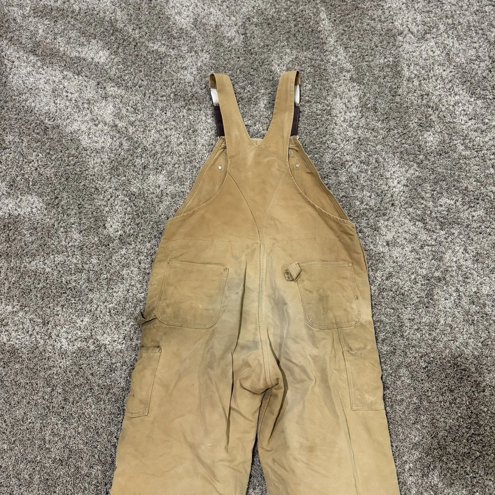 Vintage Carhartt Insulated Duck Double Knee Bib Overalls 42 X 32 Workwear - Image 8