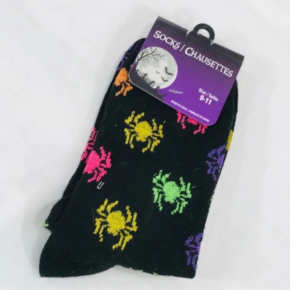 Halloween Sparkle Spider Socks Black Multi Color - Image 3