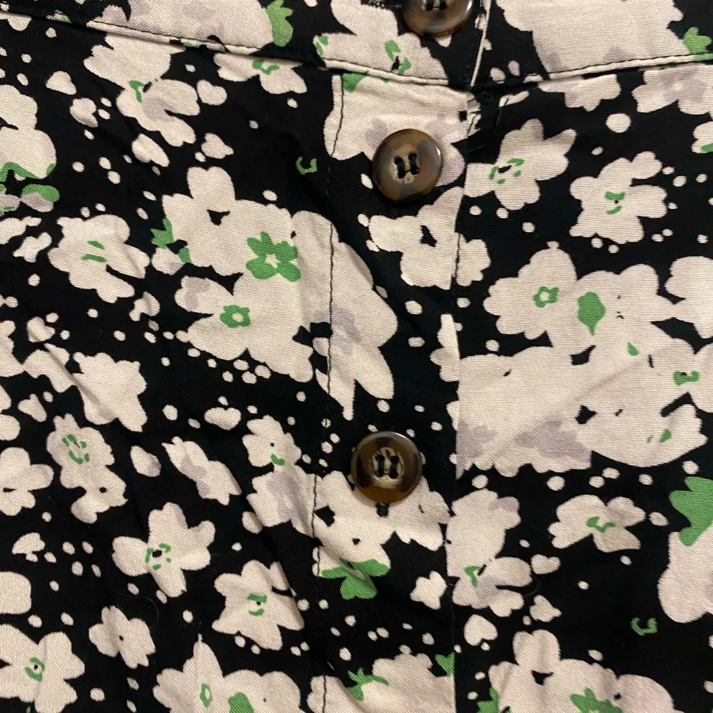 Asos Womens Floral Print Mini Skirt Size 12 Waist 32” Black White Green - Image 2