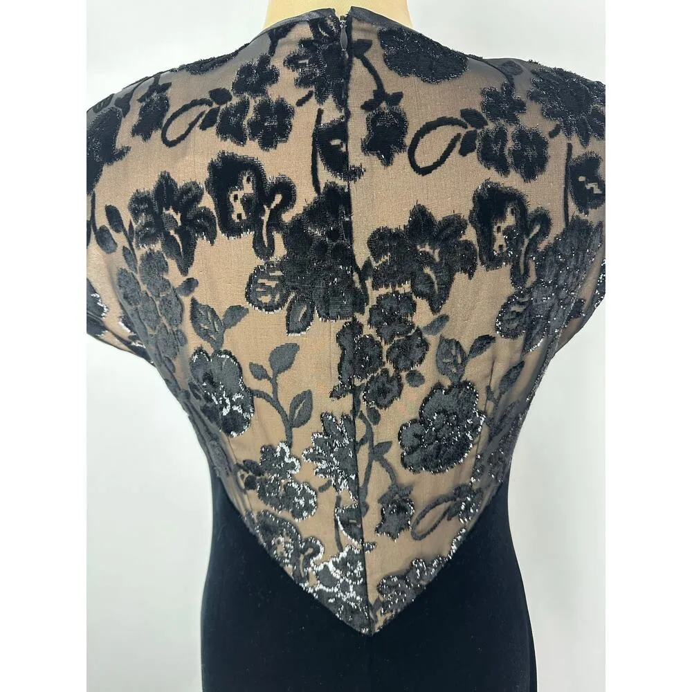 Vintage Tom Barra Size 8 Black Velvet Evening Gown Dress Christmas NYE Formal - Image 8