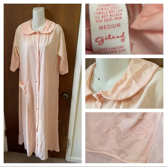 Vtg 60s Gilead button up robe Size M - Image 2