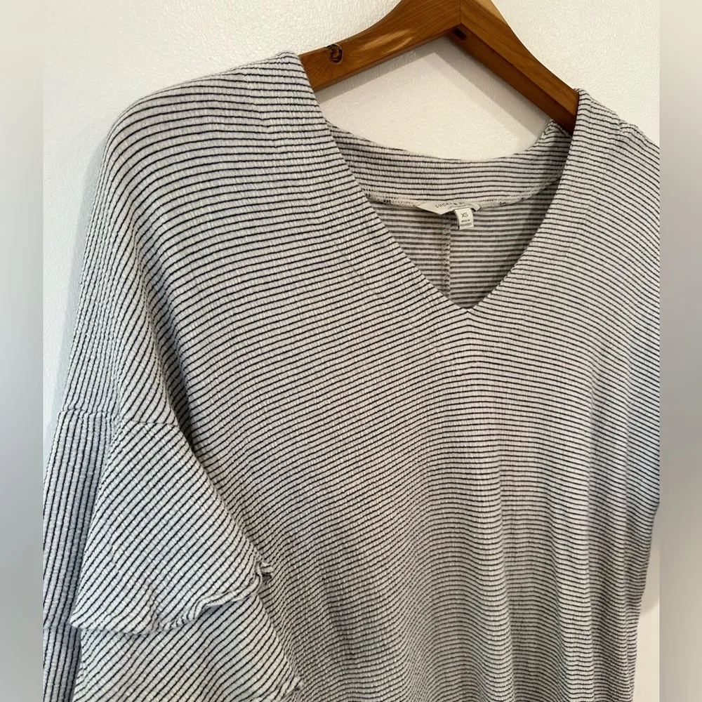 Lucky Brand Stripe Ruffle Bell Sleeve Knit Mini Shirt Dress Women’s X-Small - Image 3