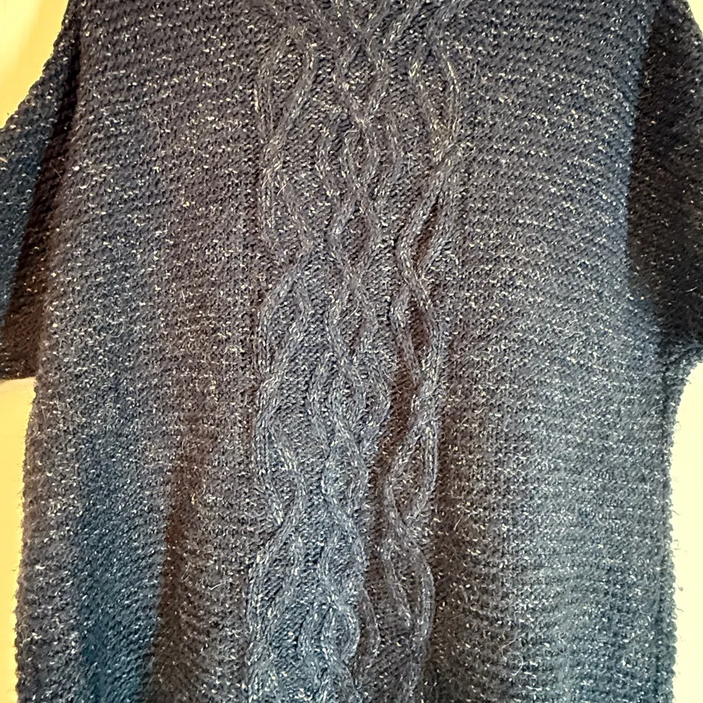 Reitmans Cardigan Cable Knit Marled Blue White Small Petite Size undefined - Image 2