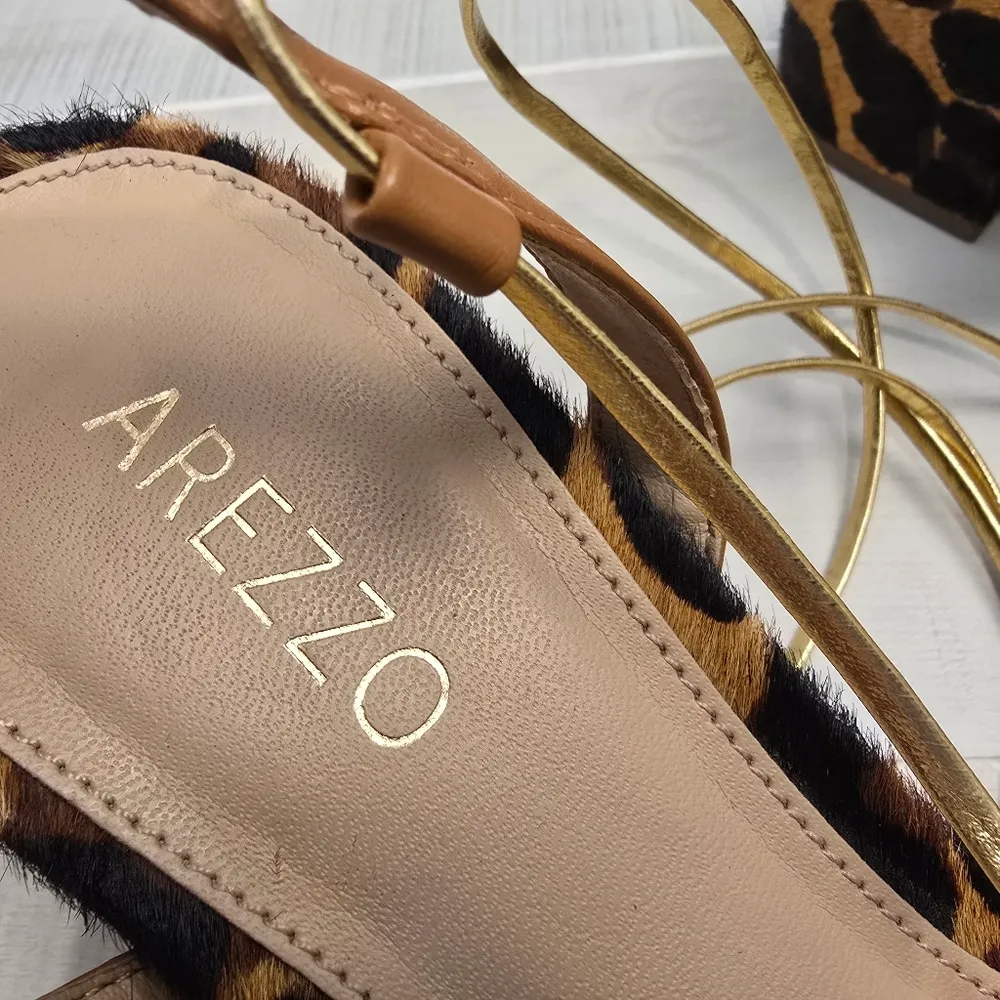 {41} Arezzo Multineutra Animal Fun Block Heel Lace Up Sandal Black Size 9.5 - Image 6