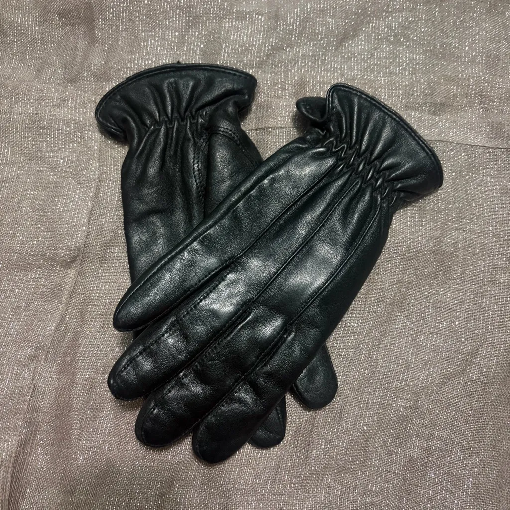 Black Leather woman's gloves size L - Image 13