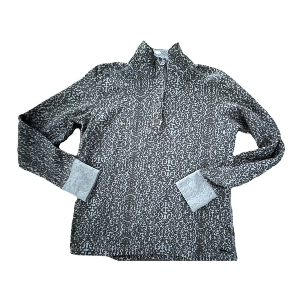 Kavu Sweater Womens Sz Xl Gray Pattern Scroll Pullover Thumb Holes gorpcore Ski - Image 6