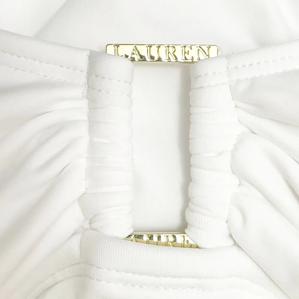 NWT Lauren Ralph Lauren White One Piece Swimsuit Size 16 Shirred Tummy Control - Image 11