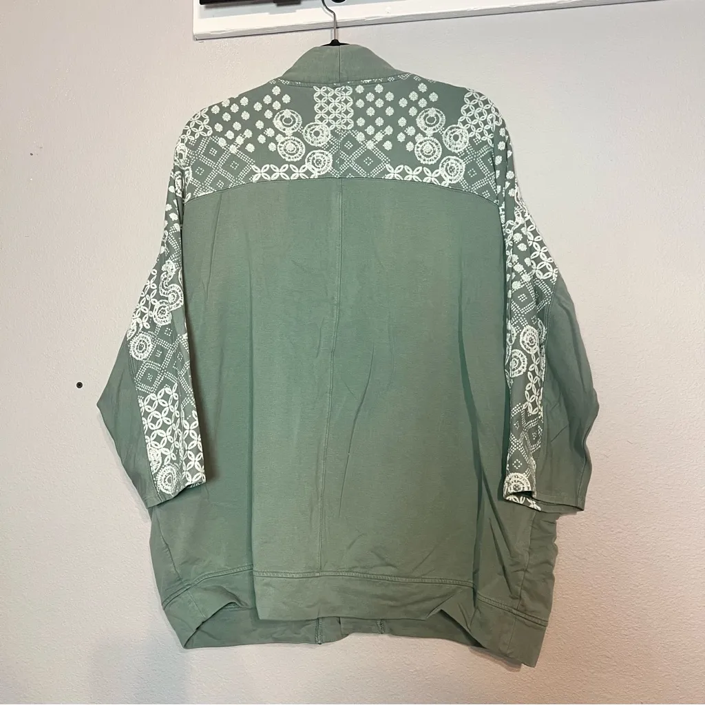 Garnet Hill Sage Green Open Front Sweatshirt Cardigan Oversized Size Medium - Image 8