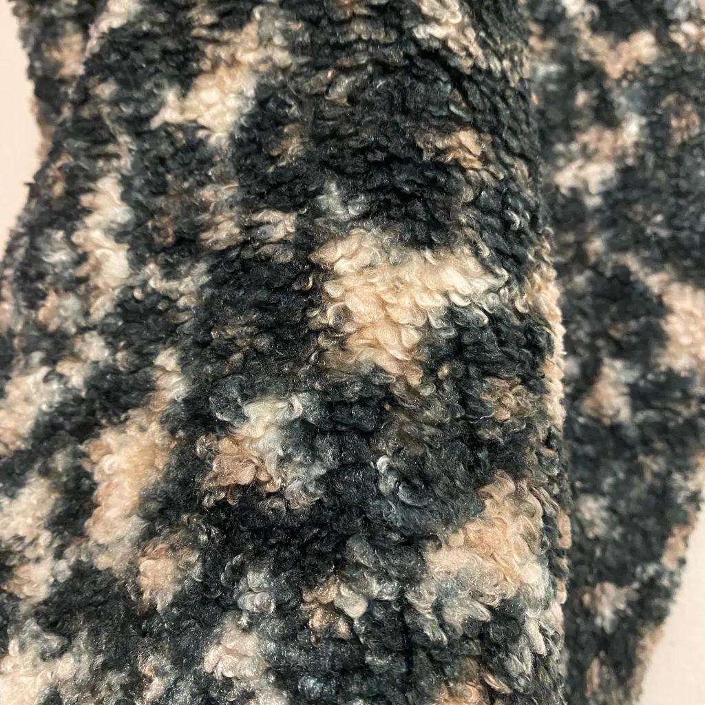 Infinity Scarf Leopard Print Fleece 40” L X 11” H Black & Cream Beige - Image 2