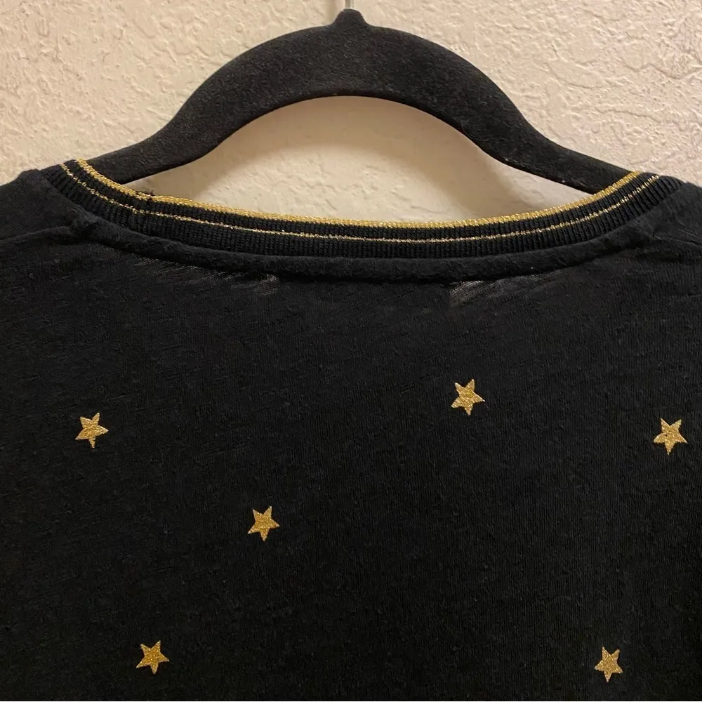 Gerard Darel Black & Gold Glitter Star 3/4 Length Sleeve Tee Size Small - Image 9