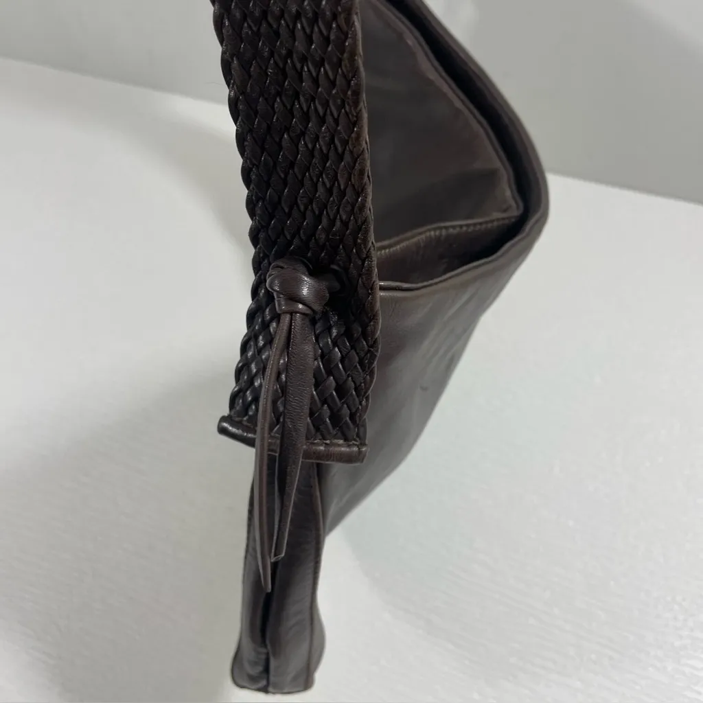Paolo Masi Brown Leather Buttery Soft Shoulder Bag with Braided Leather Strap - Image 7