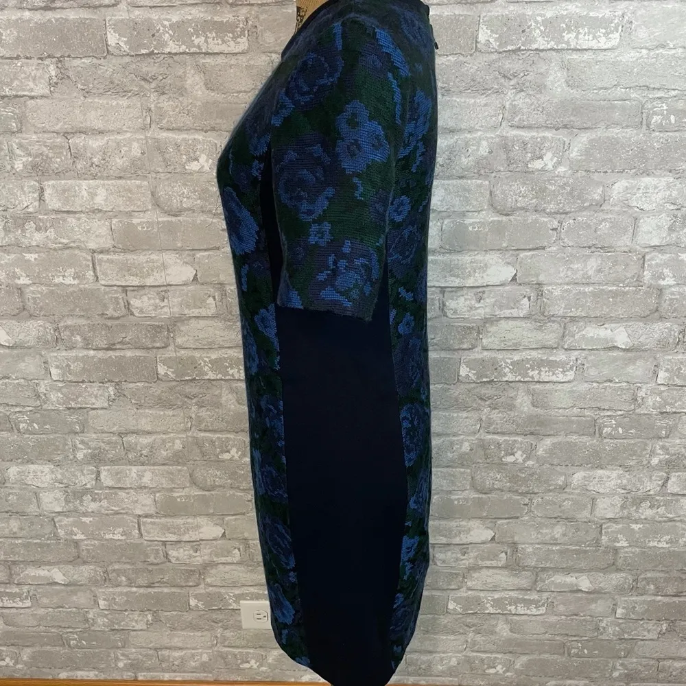 Pink Tartan Floral Colorblock Dress Blue - Image 2