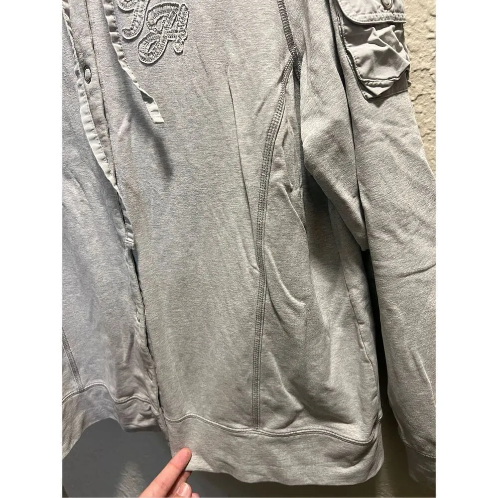 Tommy Hilfiger Grey Snap Button Up Woman’s Hoodie Size 1X -Flaw On Sleeve - Image 7