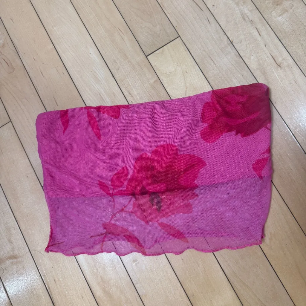 PRINCESS POLLY Mesh Floral Tube Top Cropped Size Small / 4 - Image 2