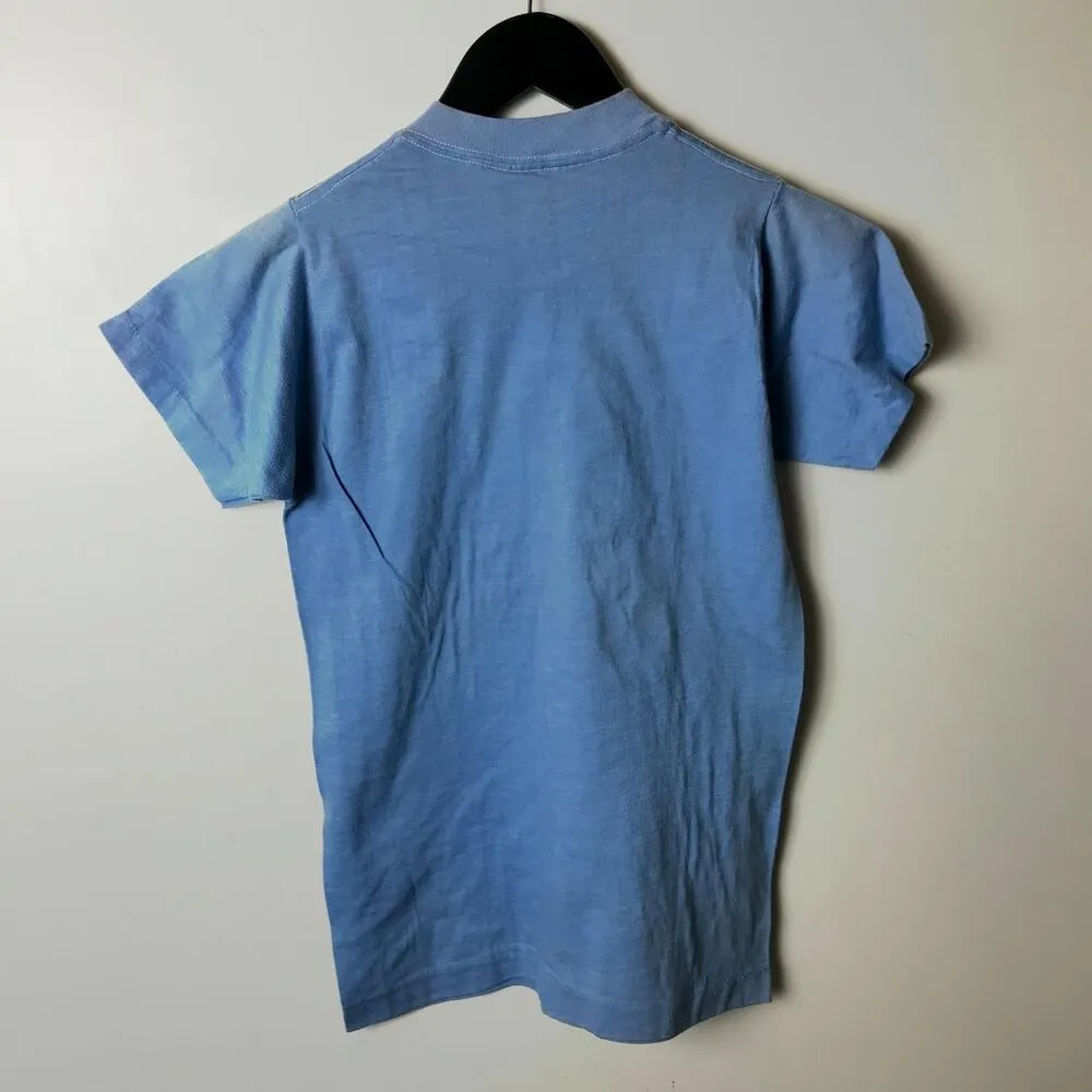 80s Indian Meadows Blue T Shirt Adult XS 50/50 Screen Stars Adult Unisex Fit - Image 3