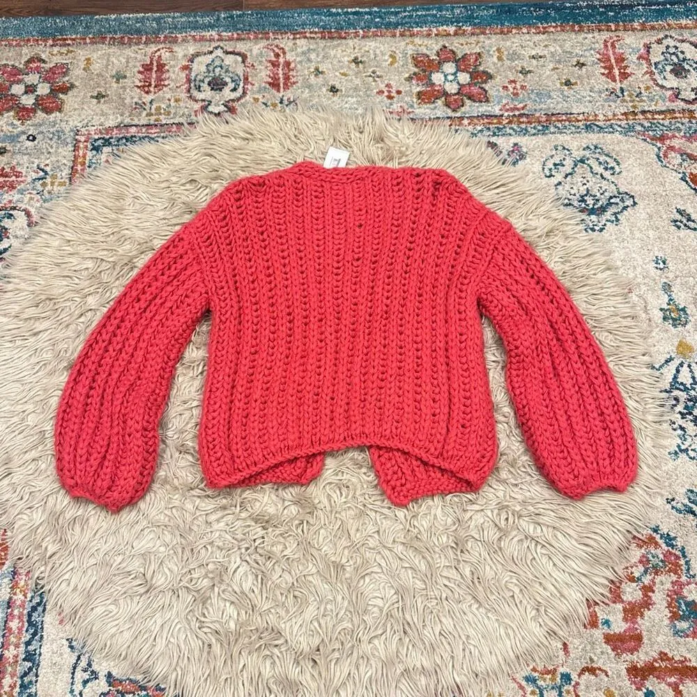 SAACHI CHUNKY KNIT OVERSIZED CARDIGAN SWEATER Pink Size undefined - Image 5