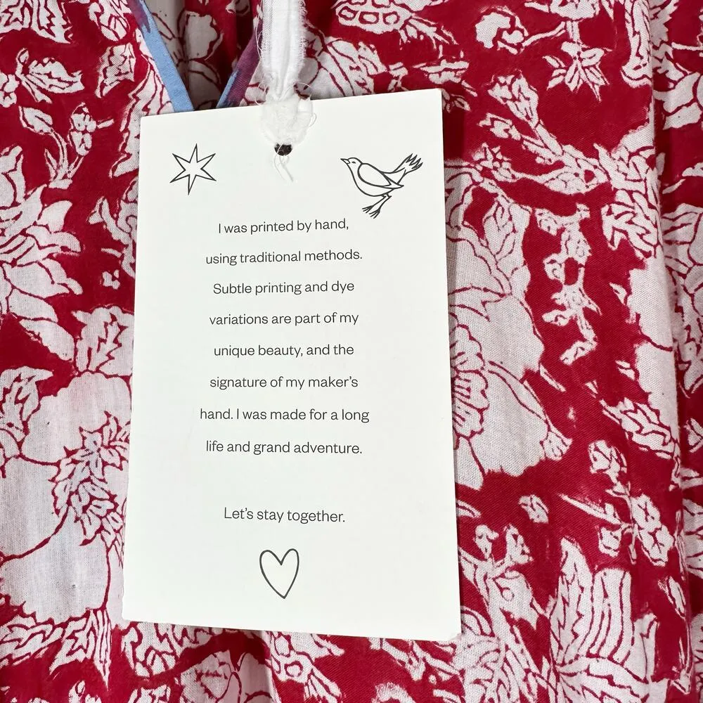 Alix Of Bohemia Tuesday Midi Dress Red Ruby Floral Cotton Size XS - Image 5