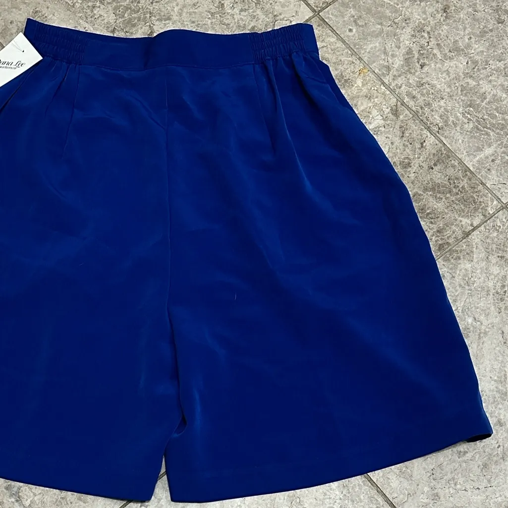 Vintage Dana Lee High Waist Pleated Shorts Size 10 Microfiber 90’s Blue USA Made - Image 12