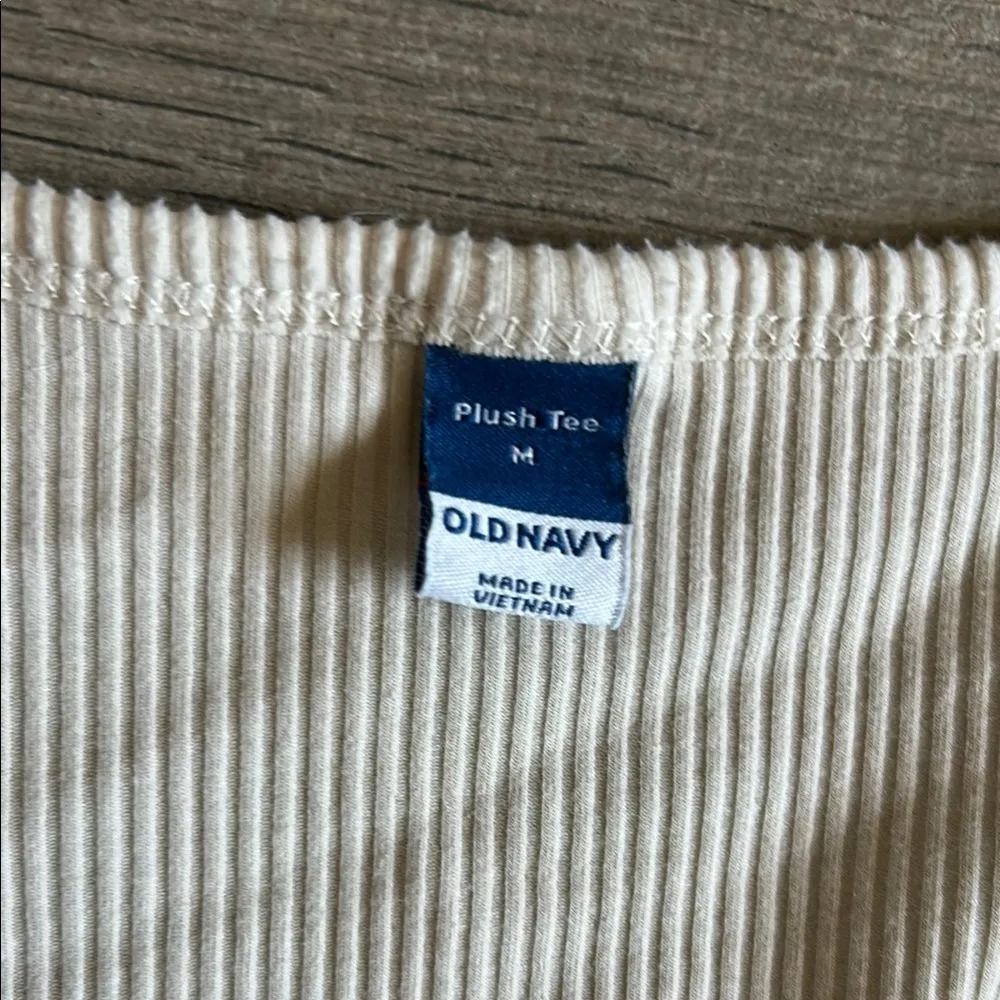 Old Navy Cream Ribbed Fitted Long Sleeve Tee - Image 2