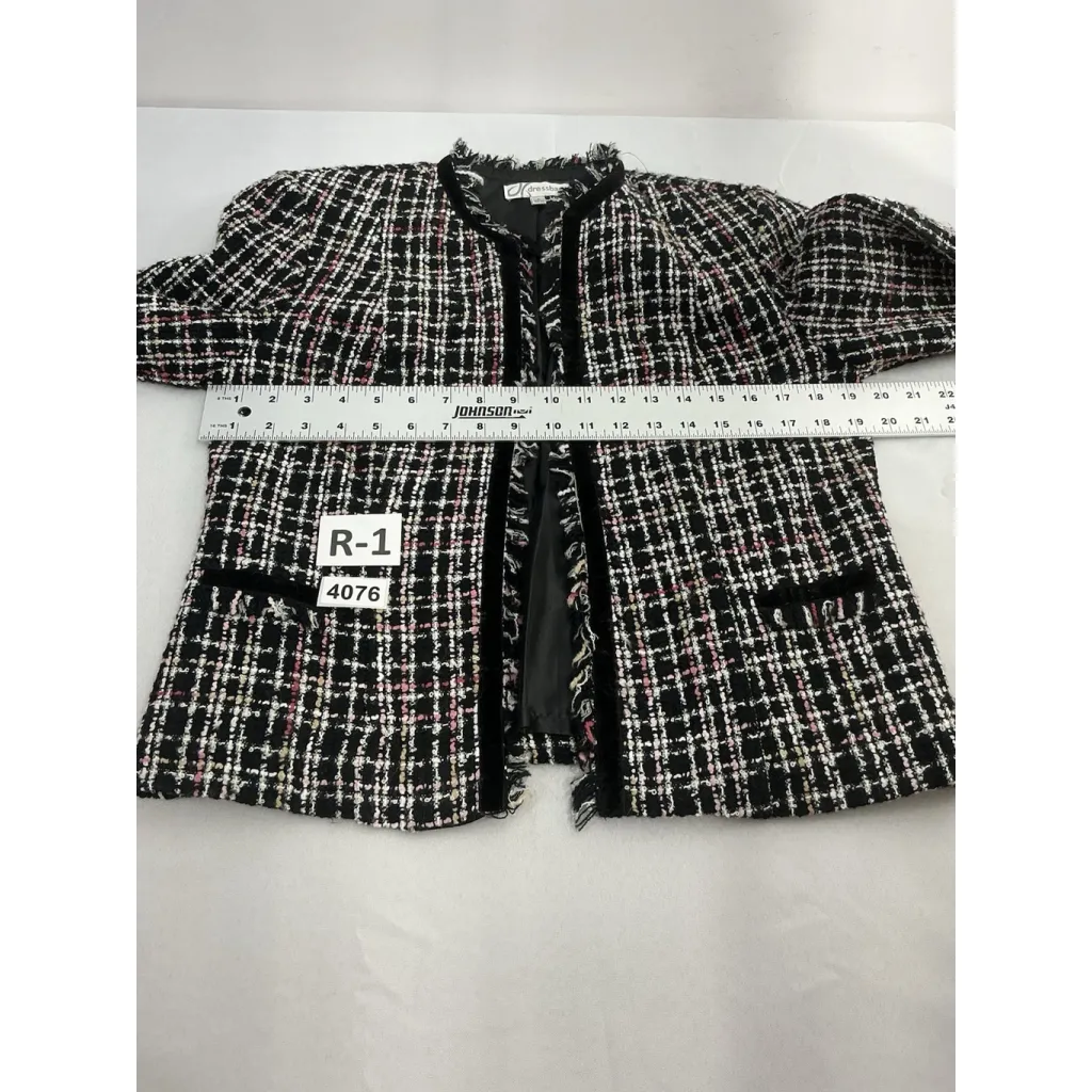 Womans Dress Barn Blazer 6 Multicolor Lined Open Front Padded Shoulders - Image 4