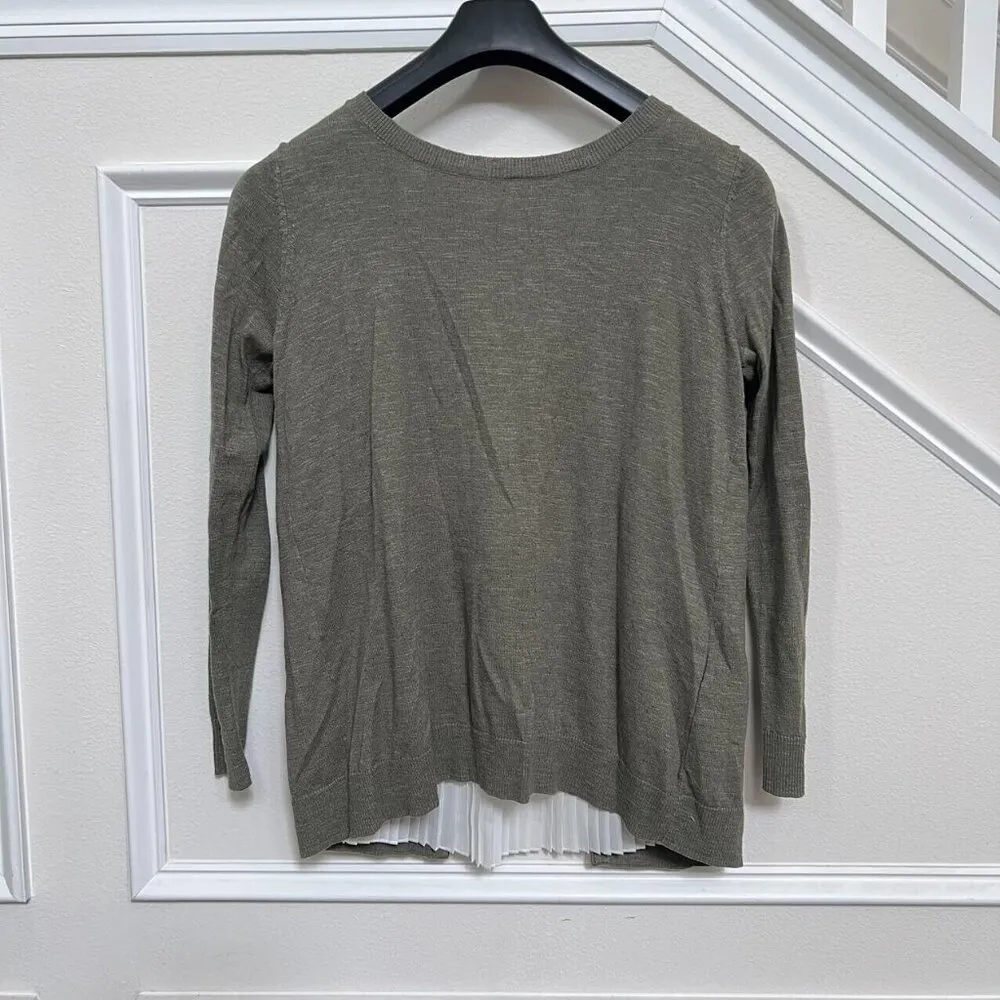 Sandro Paris Sweater Linen Blend Pleated Long Sleeve Stretch Woman Green - Image 4