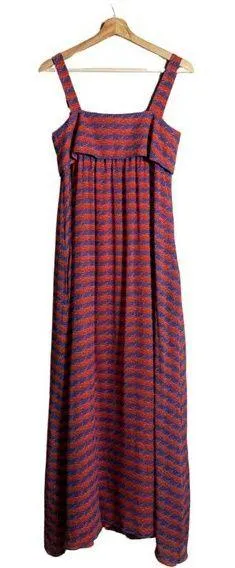 NWOT Opening Ceremony 100% Silk Patterned Tent Maxi Dress Women's 0 Orange Flowy - Image 2