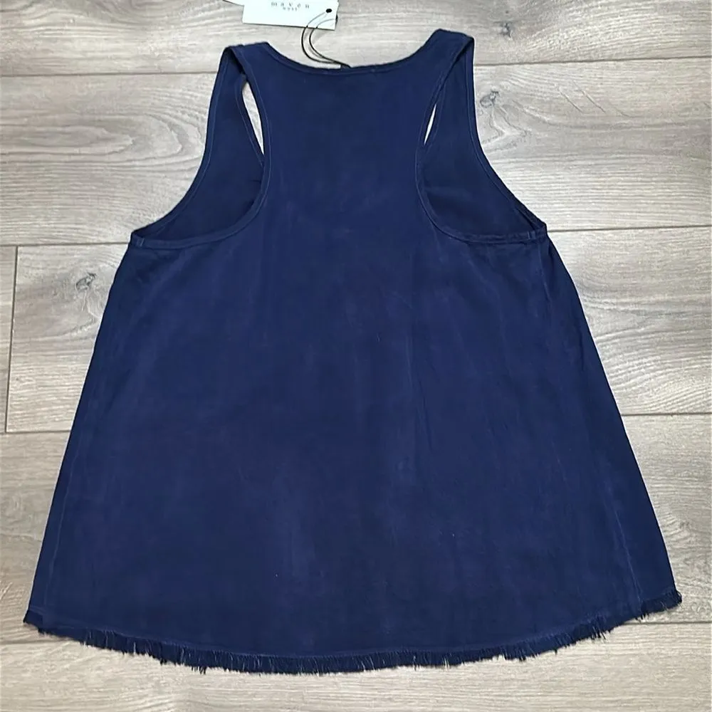 Maven‎ West Peplum Navy Blue Tank Size XS - Image 3