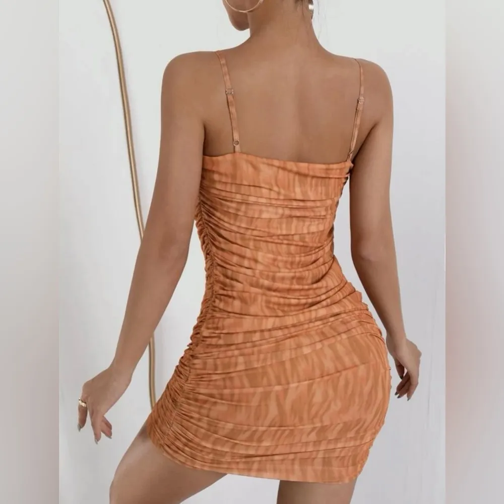 Printed ruched bodycon dress Orange Size M - Image 2
