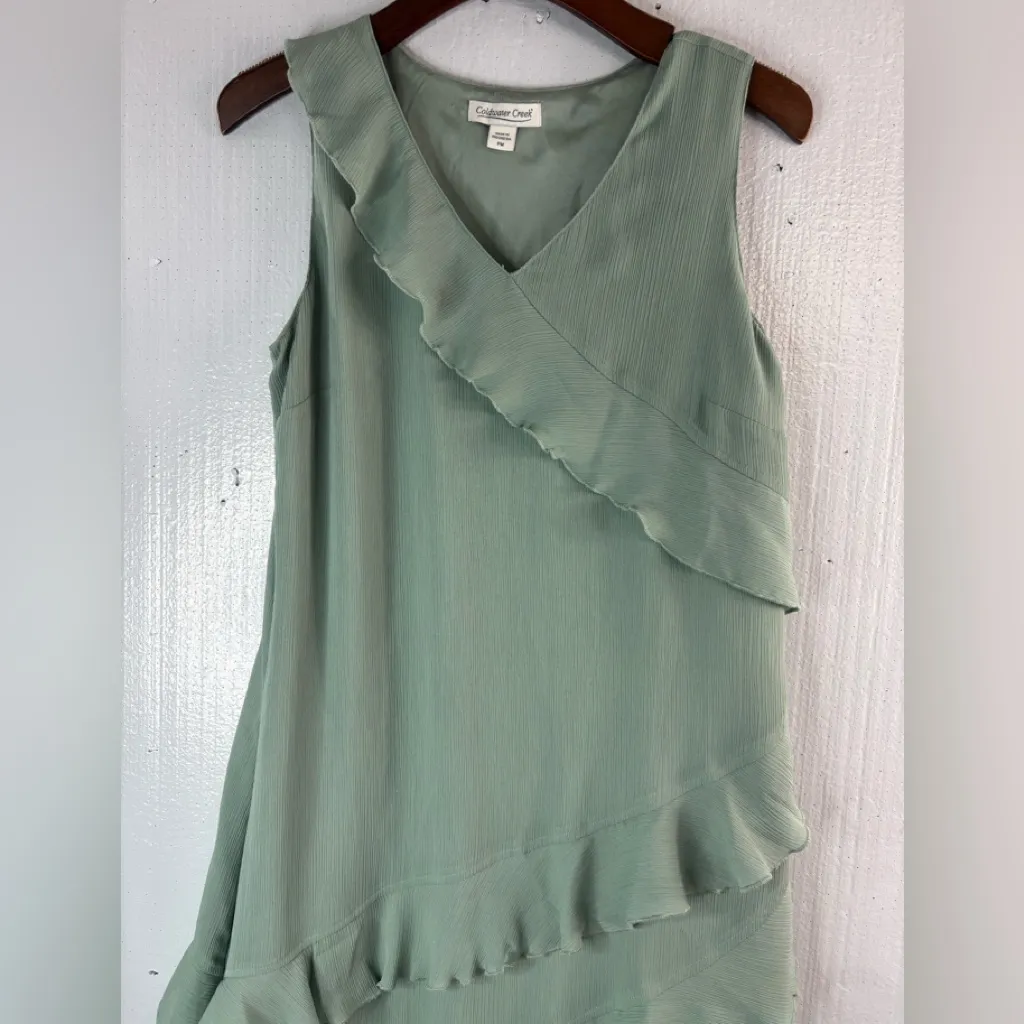 Coldwater Creek MP Mother of the Bride Diagonal Ruffle Sage Green Midi Dress - Image 2