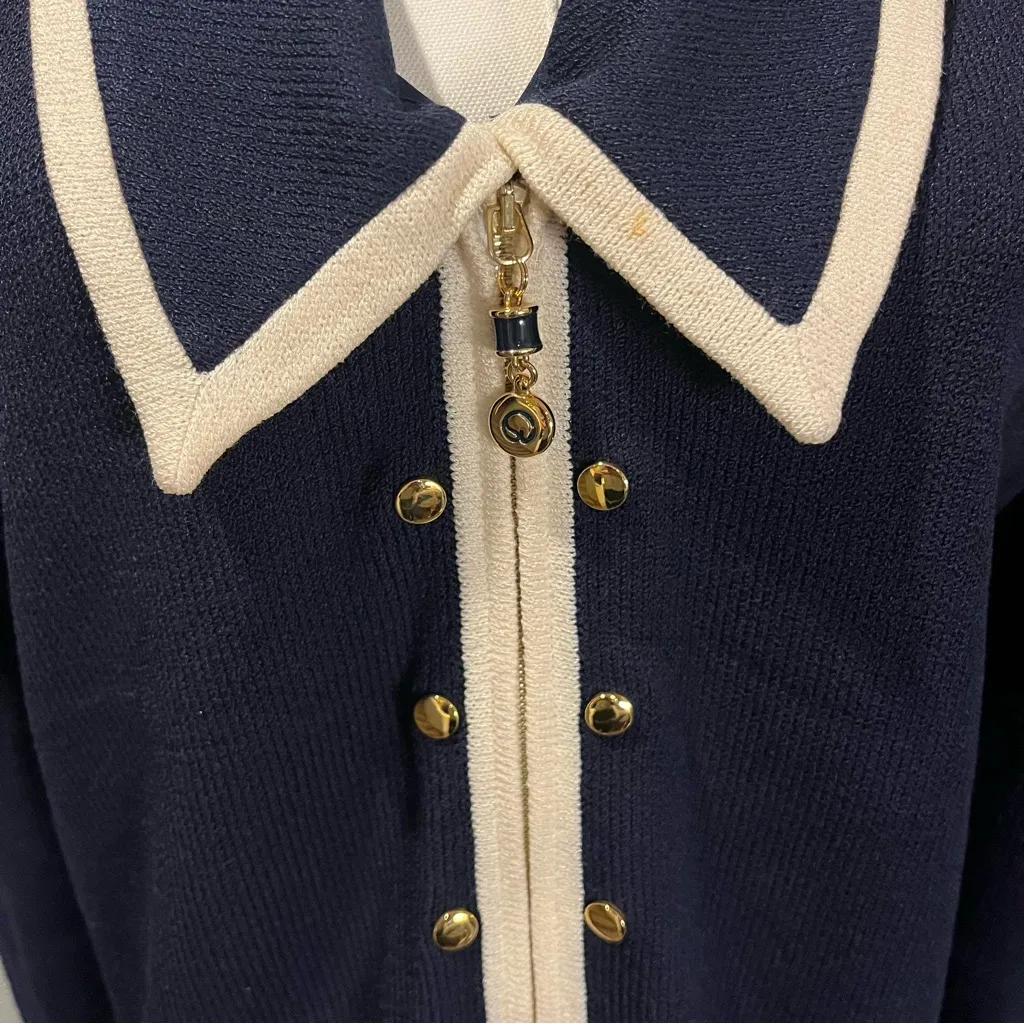 🌺 ST. JOHN BY MARIE GREY SANTANA KNIT NAVY CARDIGAN SIZE 14🌺 - Image 2