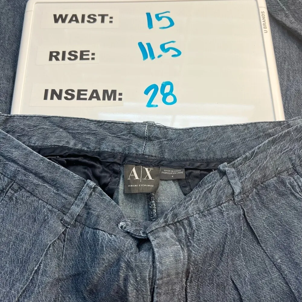 Armani Exchange Linen and Tencel Blend Pleat Front Straight Flowy Pant Women's 4 - Image 2