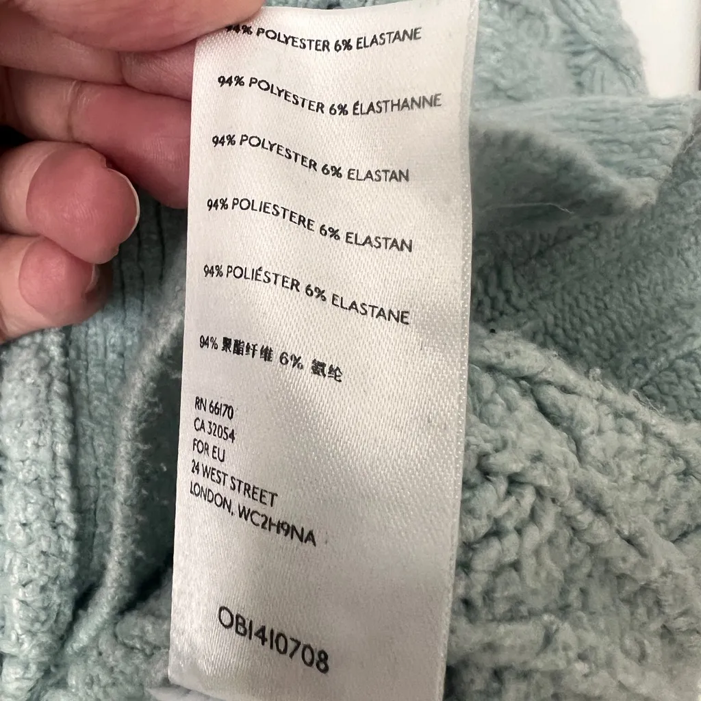 Free People Green Chunky Knit Button Front Sweater XS Cozy Boho Cardigan - Image 9