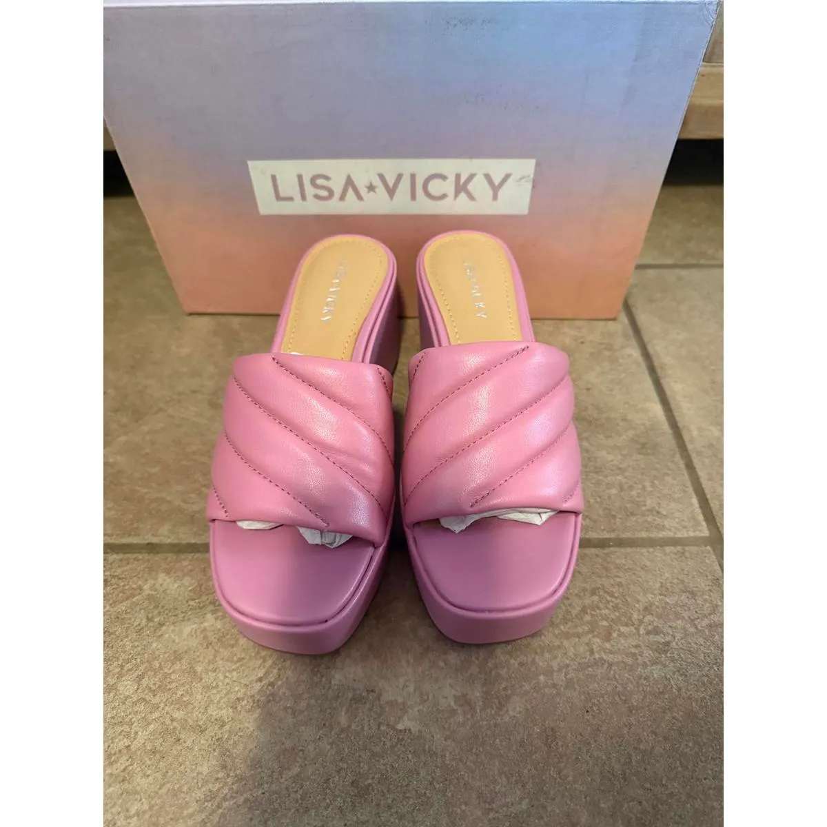 Pink Platform Slide Sandals Size 6 - Image 2