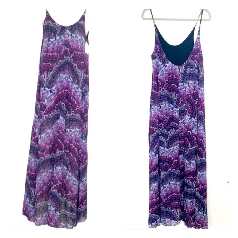 Blu Moon Maxi Cover Up Dress Women one Size Goddess U Back Celebrity Purple NWT - Image 5