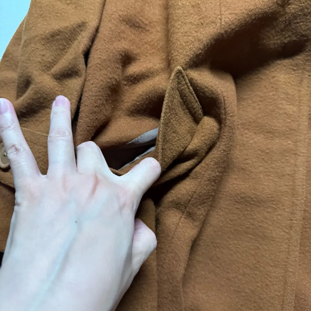 Vintage Camel Heavyweight Long Swing trench coat pockets size medium EUC Brown - Image 3