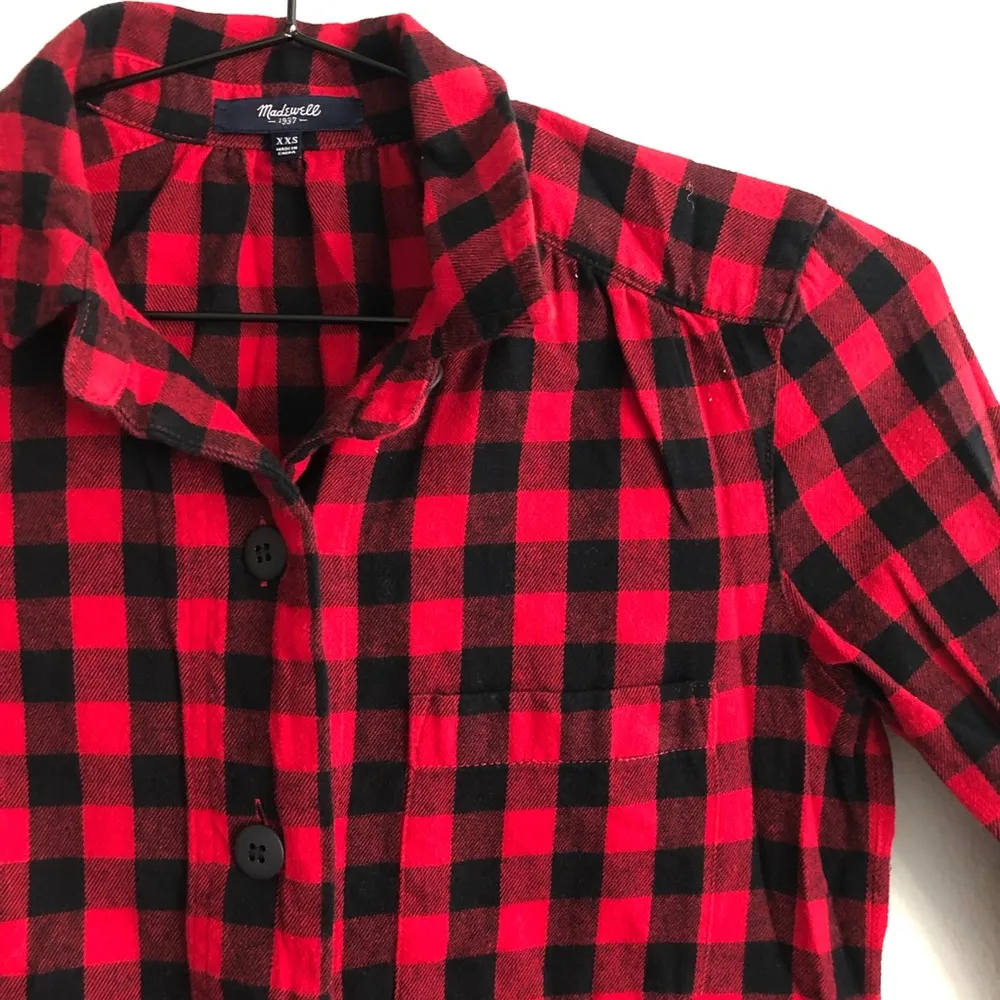 Madewell Latitude Buffalo Check Flannel Shirtdress. Size XXS. - Image 4