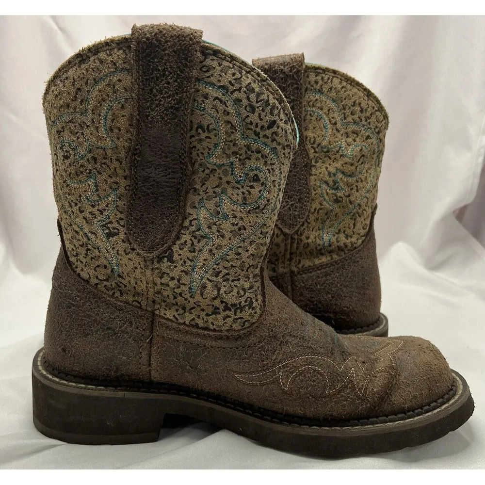 Fatbaby Cowboy Boots Women’s Western 10015363 Turquoise Heritage Leopard - Image 6