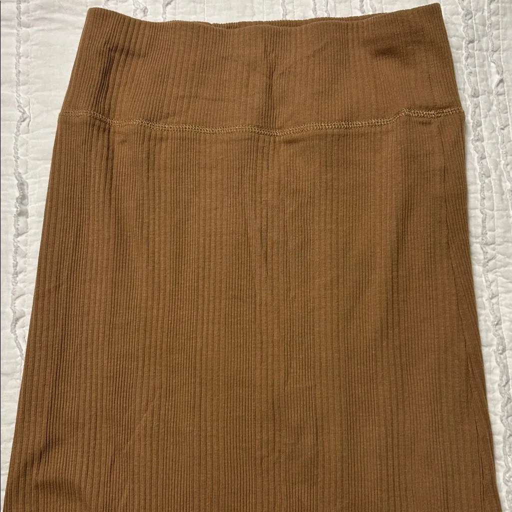 Aerie Beige Ribbed Midi Skirt, Small - Image 2