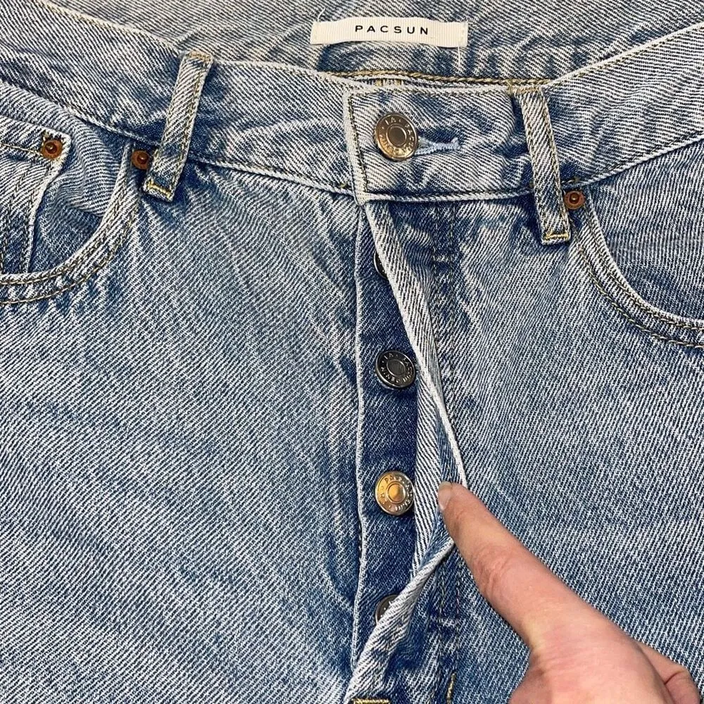 Pacsun Womens Ultra High Rise Slim Distressed Cut-Off Mom Jeans‎ Blue Size 29 - Image 10