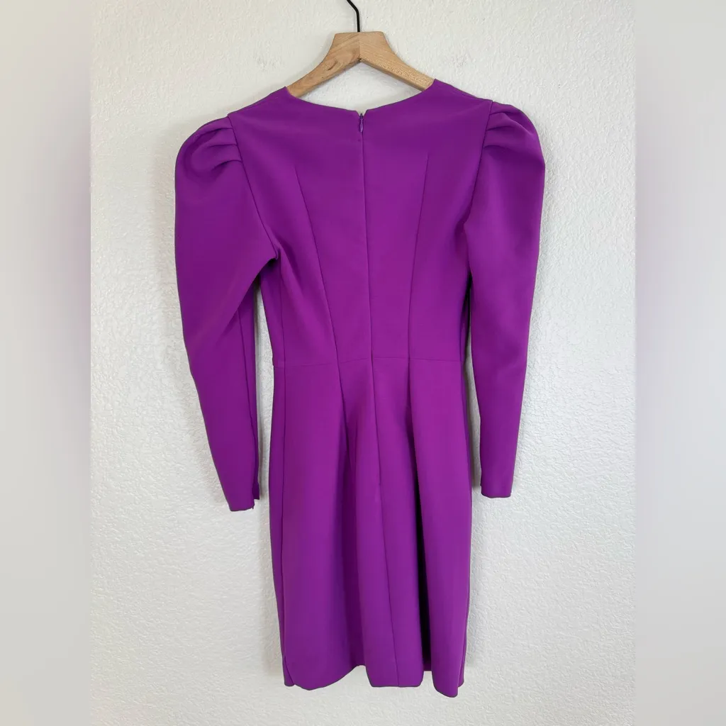 Sachin & Babi Purple Agnes Plunge V Neck Long Sleeve Twist Front Mutton Dress 0 - Image 6