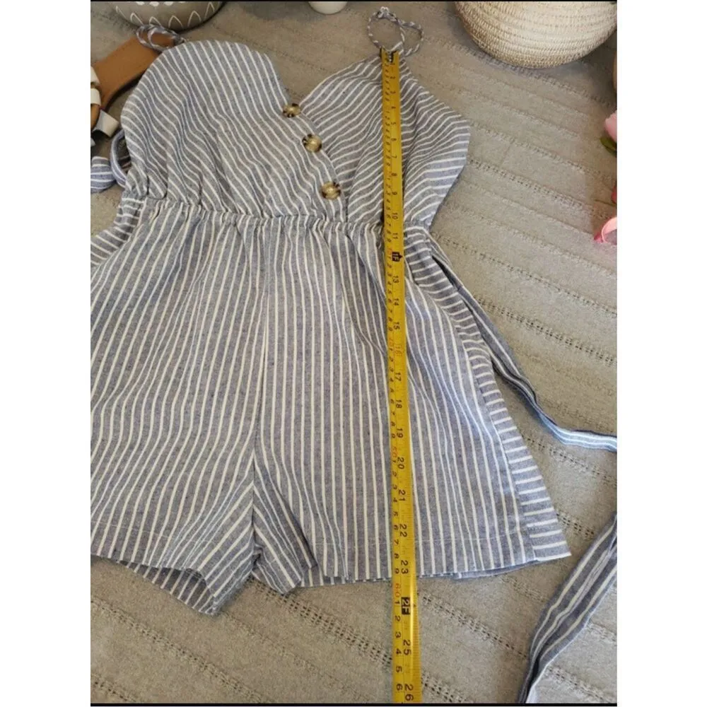 Purple Snow ash blue and white stripe romper. - Image 10