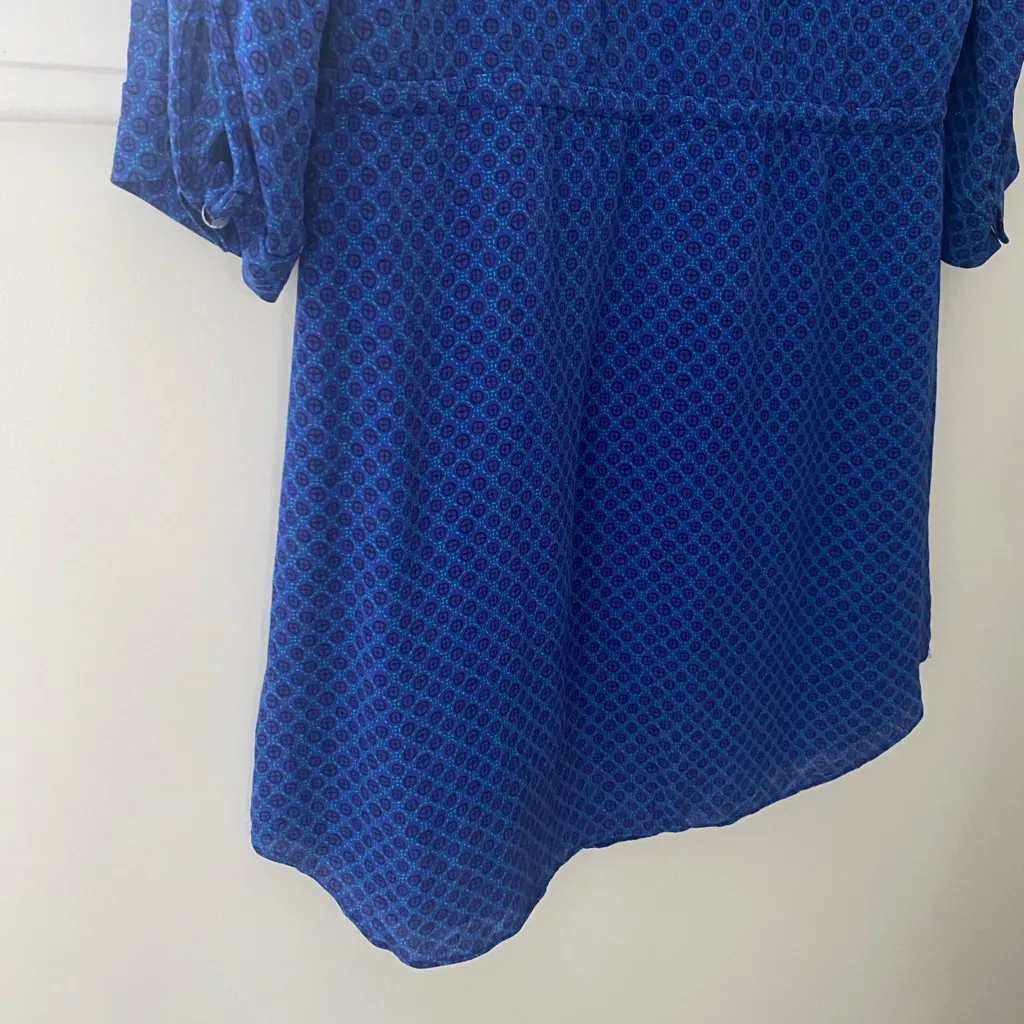 Aritzia Babaton 100% Silk Dress Size Small V Neck Print Shirt Dress Drawstring - Image 10